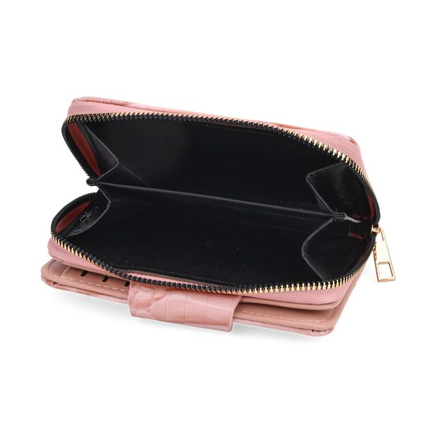 Elegante Geldbörse mit Krokoprägung, RFID-Schutz, 14,5×9,5cm, Rosa image number 7