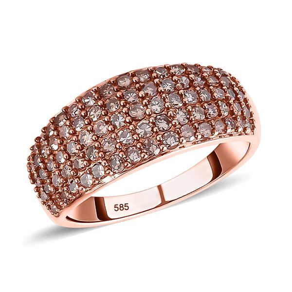 Nat&uuml;rlicher Champagner I1 Diamant Ring in 585 Ros&eacute;gold - 1 ct. image number 6