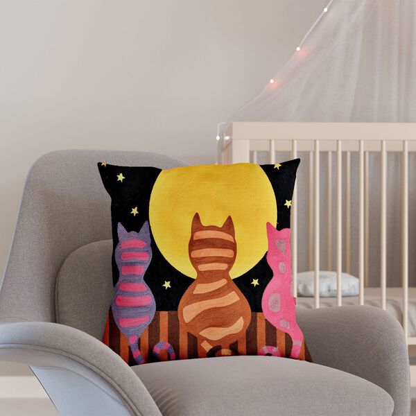 Besticktes Kissenbezug, Katzenpaar, Sonne und Mond image number 7