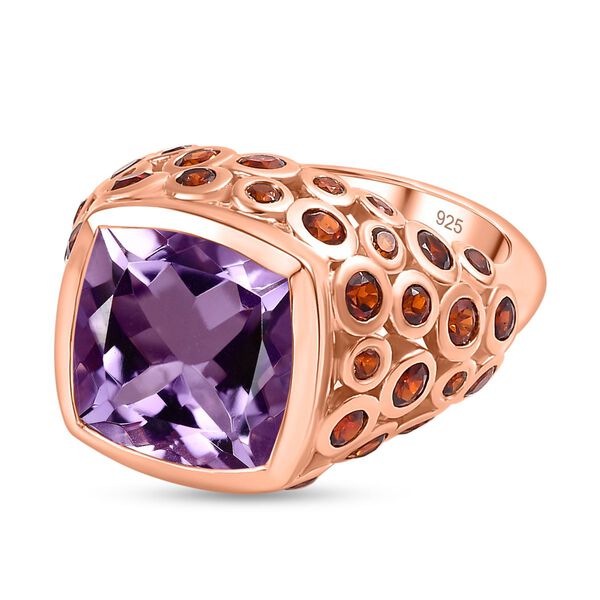 AA Rose De France Amethyst und roter Granat-Anh&auml;nger - 10,01 ct.
