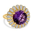 Afrikanischer Amethyst, Weißer Zirkon Ringe 925 Silber Gelbgold Vermeil (Größe 17.00) ca. 4.41 ct