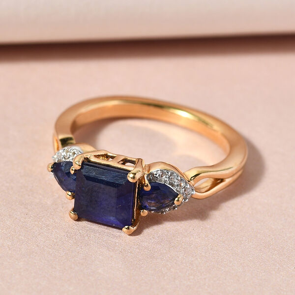 Masoala Saphir (Fissure gefüllt) Ring 925 Silber vergoldet image number 2