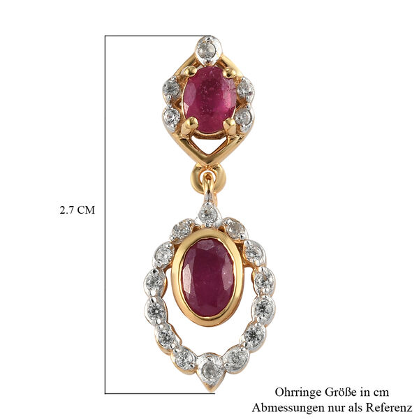 Afrikanische Rubin und Zirkon-Ohrhänger in Silber, 1,72 ct. image number 6