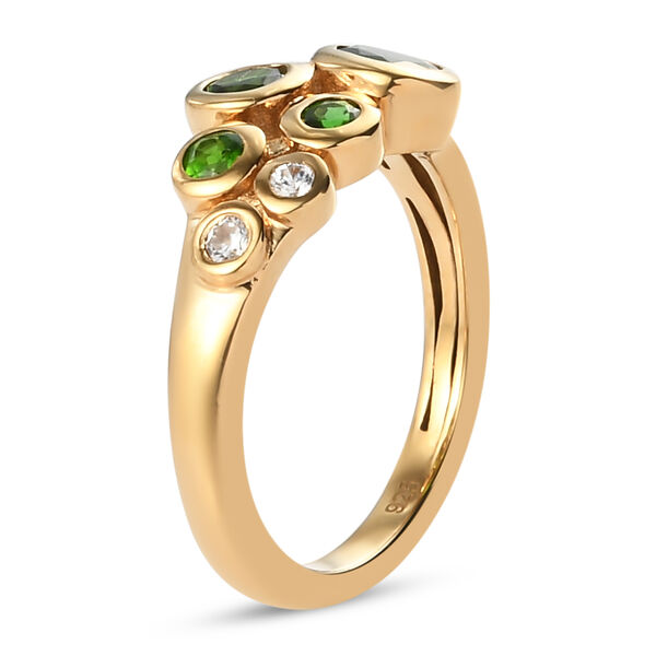 Nat&uuml;rlicher Chromdiopsid und Zirkon Ring 925 Silber vergoldet image number 5