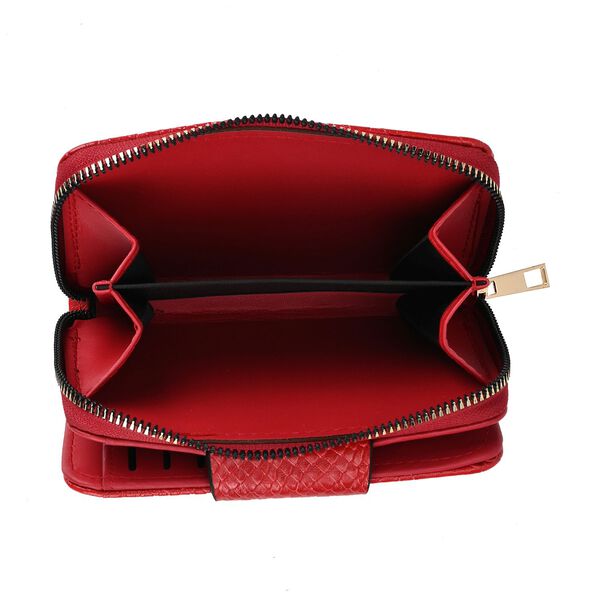 Geprägtes Schlangenhaut-Design: RFID-Schutz PU Leder Geldbörse, Größe: 14x3.5x9cm, Rot image number 8