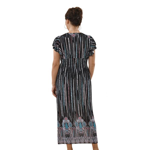 Maxikleid mit gesmokter Taille und Flatter&auml;rmeln, One Size, Schwarz image number 2