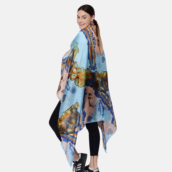 LA MAREY: Bedruckter Schal aus 100%  Maulbeerseide,  inkl. Geschenkbox, Blau&nbsp;und mehrfarbig image number 2