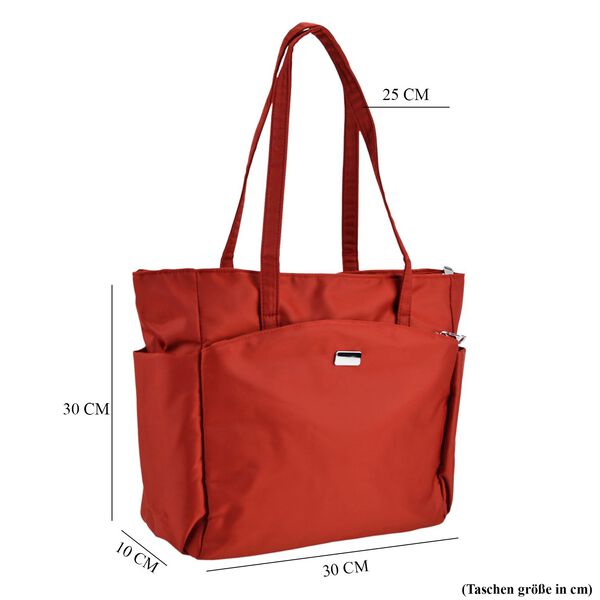 Signature Handtasche, edles Nylon Design mit 3 Rei&szlig;verschluss Taschen und 2 offenen Au&szlig;entaschen, 30x30x10cm, Burgunderrot image number 7