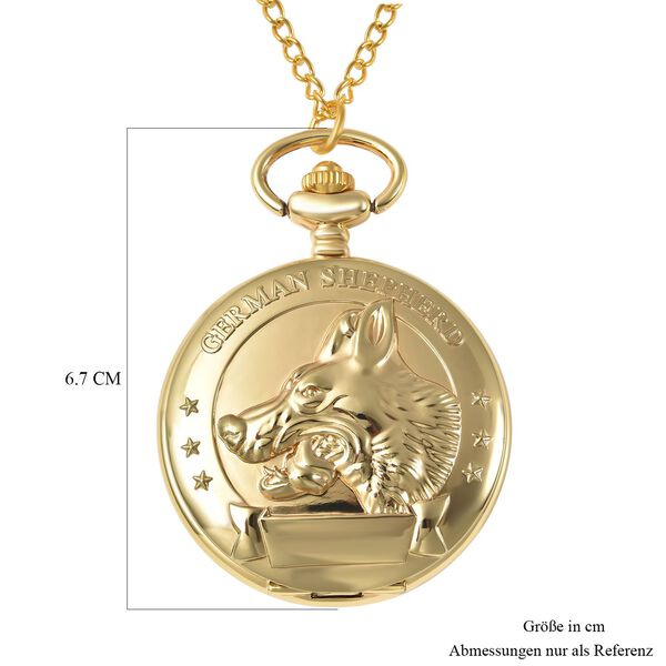 Strada - Taschenuhr im Schäferhund Design, japanisches Uhrwerk, goldfarben image number 8