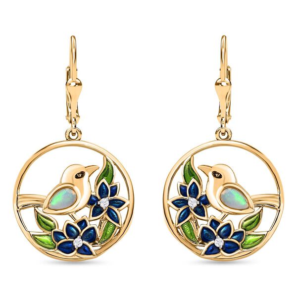 AA nat&uuml;rliche &auml;thiopische Welo Opal und Zirkon Ohrringe - 0,36 ct.