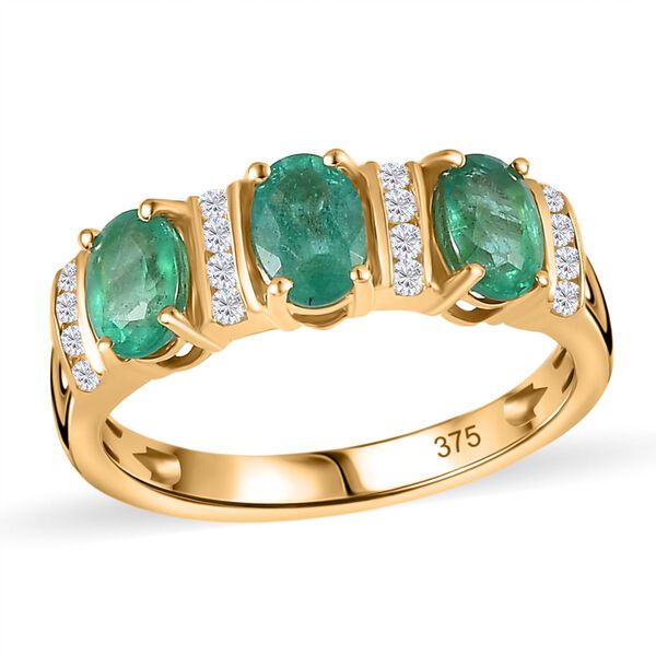 AAA Smaragd und Moissanit Ring in 375 Gold - 1,54 ct. image number 6