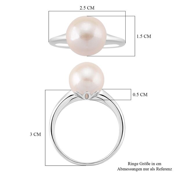 D'Joy wei&szlig;e Edison Perle Ring, 925 Silber rhodiniert image number 7