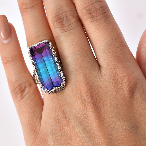 Sajen Silber - Blau-Pink Turmalin Quarz Ring 925 Silber rhodiniert (Gr&ouml;&szlig;e 17.00) ca. 16.70 ct image number 2