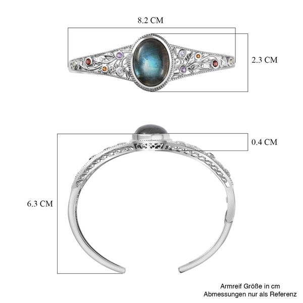 Labradorit, mehrfarbiger Edelstein in Fr&uuml;hlingsfarben Armreif ca. 19 cm Messing  ca. 18.27 ct image number 6