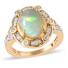 Natürlicher, äthiopischer Opal und Zirkon-Ring, 925 Silber Gelbgold Vermeil  ca. 2,01 ct image number 3
