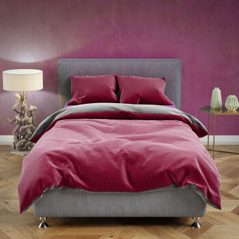 Leonado Vicenti - Supersoft-Bettw&auml;sche-Set, Bettbezug 135x200 cm, Kissenbezug 80x80 cm, wendbar, Bordeaux