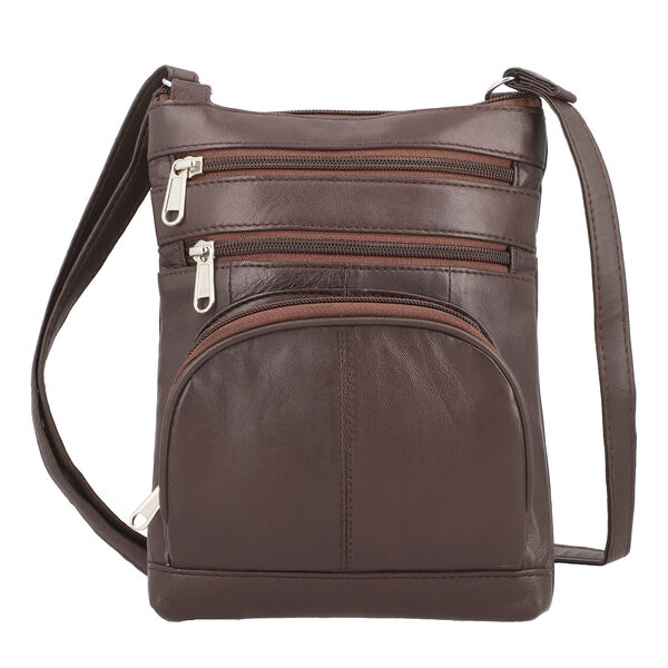 Crossbody Tasche aus 100% echtem Leder, Braun image number 0