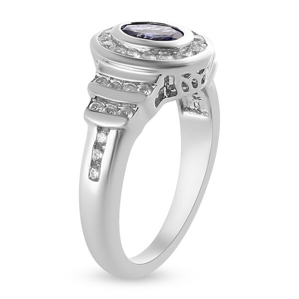 AAA Tansanit und Zirkon-Ring, 925 Silber platiniert  ca. 1,18 ct image number 5