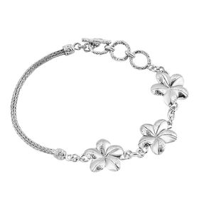 Royal Bali Kollektion - Silber Wachsblumen Armband, 20cm