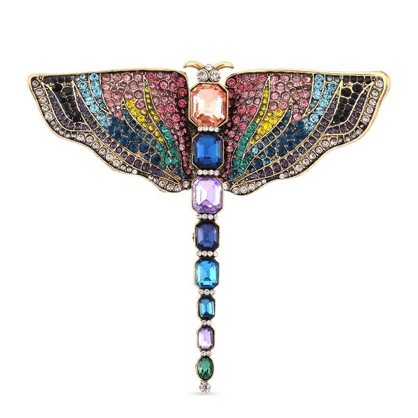 Mehrfarbiger Kristall Brosche  Gelb