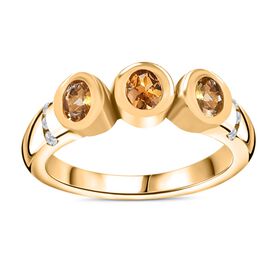 AA Natürlicher goldener Tansanit und Zirkon Ring - 0,55 ct.