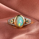 Natürlicher Äthiopischer Opal und Smaragd Ring 925 Silber vergoldet (Größe 16.00) image number 1