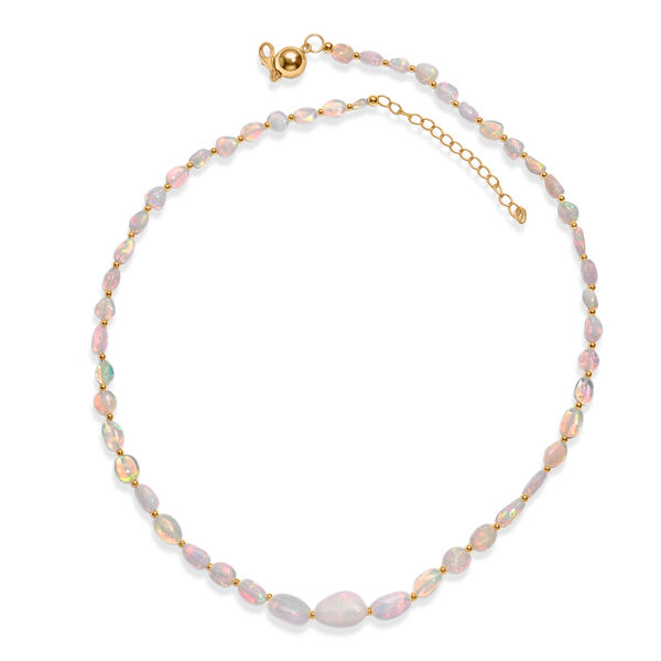 D'Joy AAA Nat&uuml;rlicher, &auml;thiopischer Welo Opal Halskette ca. 45 cm 925 Silber 750 Gelbgold vermeil ca. 40,00 ct. image number 4