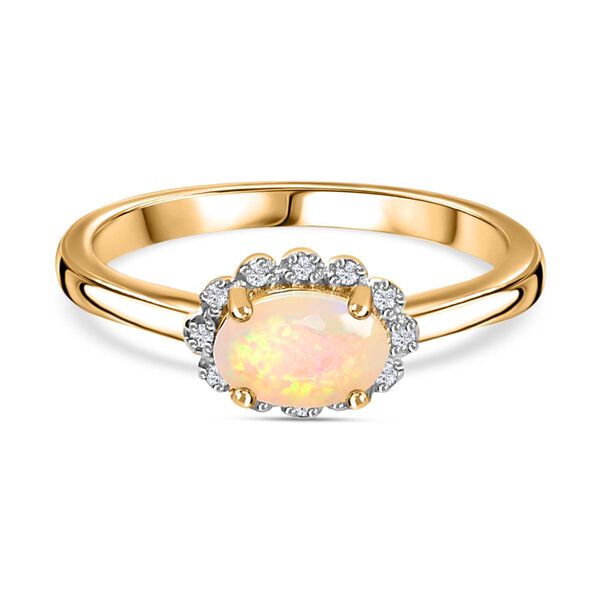 Nat&uuml;rlicher, &auml;thiopischer Opal und Diamant Ring - 0,32 ct.