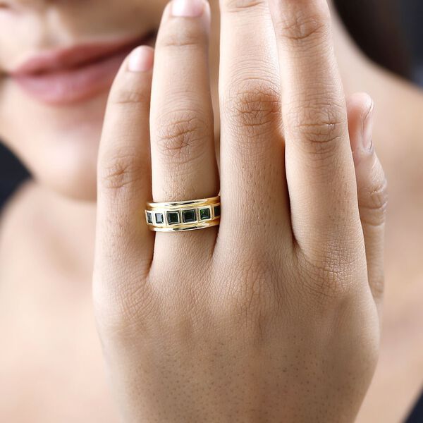 Nat&uuml;rlicher Chromdiopsid Ring, 925 Silber vergoldet, (Gr&ouml;&szlig;e 21.00), ca. 1.14 ct image number 3