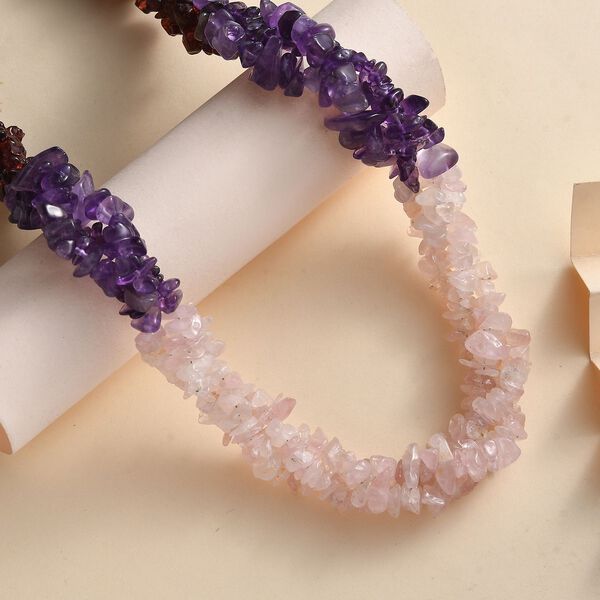 Multi-Edelstein Halskette, 50cm - 325 ct. image number 2