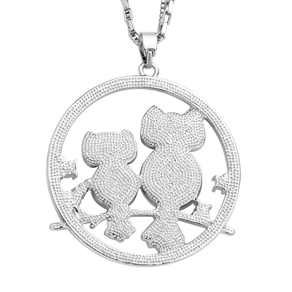 Simulierter Katzenauge- und wei&szlig;er Kristall-Anh&auml;nger mit Kette - 4,60 ct. image number 4