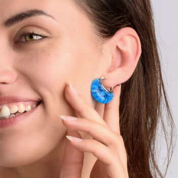 Blaue Murano-Stil Huggie-Ohrringe