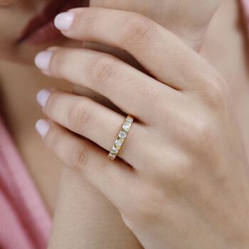 Moissanit Ring 925 Silber Gelbgold Vermeil (Gr&ouml;&szlig;e 19.00) ca. 0,74 ct