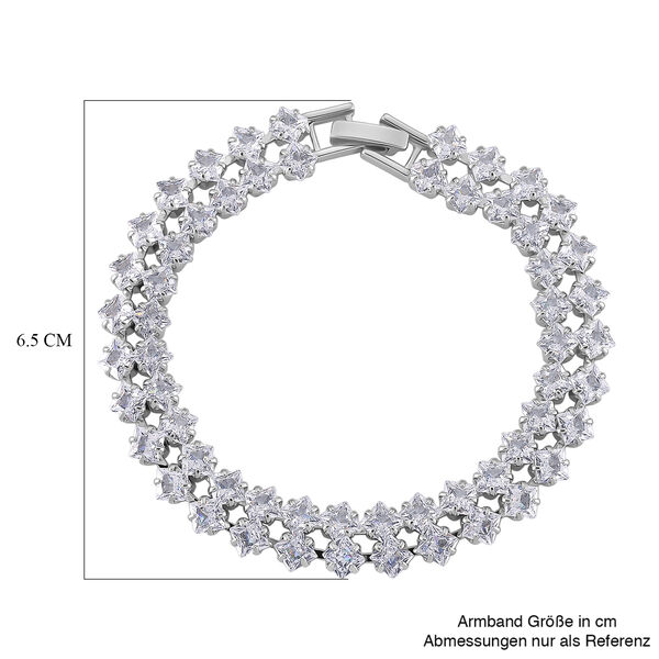 Zweilagiges wei&szlig;es Zirkonia 19cm Armband in Silberton image number 4