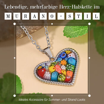 Herz Halskette im Murano-Stil, 60cm