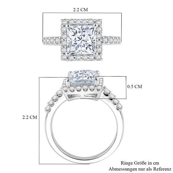 LUSTRO STELLA Hergestellt mit ZIRKONIA Ring 925 Silber Platin-&Uuml;berzug (Gr&ouml;&szlig;e 16.00) ca. 4,05 ct image number 7