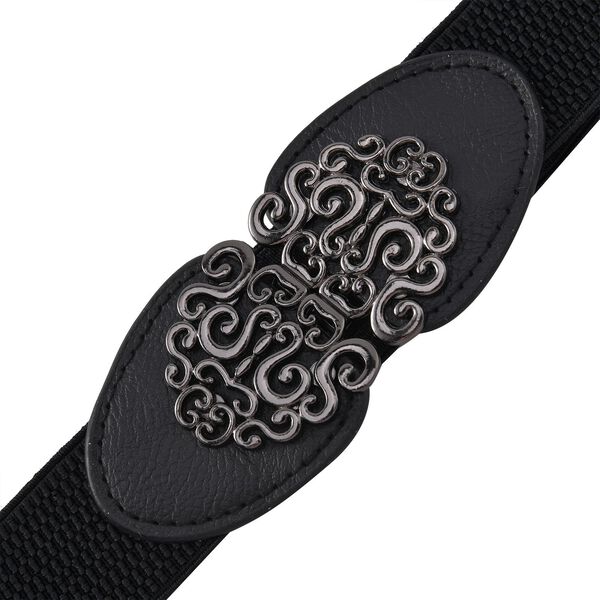 Modischer G&uuml;rtel mit Metallschnalle, Gr&ouml;&szlig;e 4x65 cm, gewebt, Schwarz image number 2