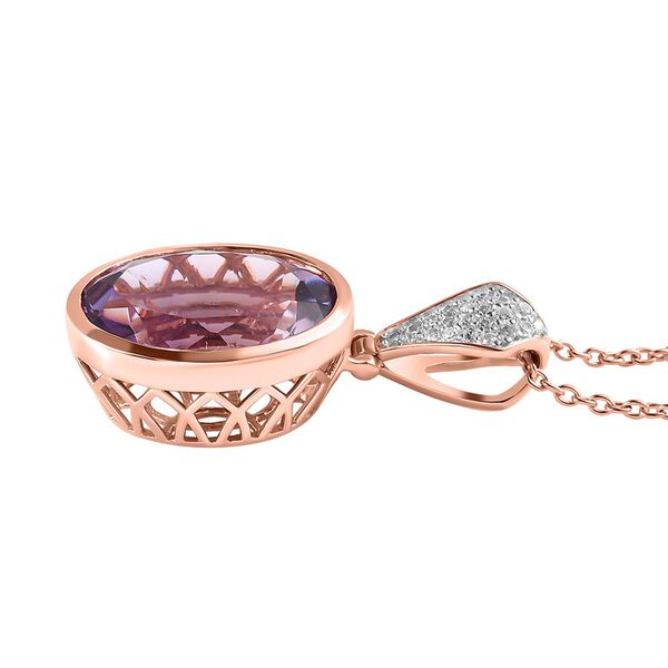 2er-Set, AA Rose De France Amethyst und Zirkon-Anh&auml;nger mit Kette - 11,87 ct. image number 4