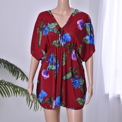 Kurz&auml;rmeliges tailliertes Top, 75x26cm, rot