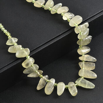 D'Joy nat&uuml;rliche gr&uuml;ne Kunzit und Peridot 45+5cm Halskette - 110 ct.