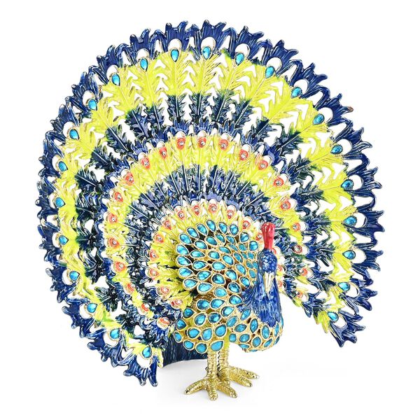 " Peacock shape Trinket Storage Box - multicolor Material: Alloy + diamond size: 18*11*17cm  " image number 4