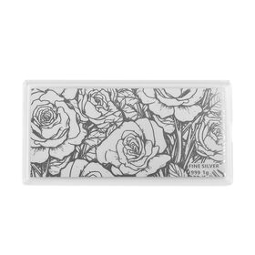 EXKLUSIVES GESCHENK - 999er Silberfolie mit Rosenmotiv, ca. 103x49 mm. ca. 1.00g