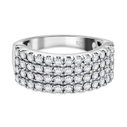 J Francis gefertigt mit SWAROVSKI Wei&szlig;er Kristall Ring 925 Silber rhodiniert (Gr&ouml;&szlig;e 17.00)