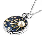 Strada - Taschenuhr im Sonne und Mond Design, japanisches Uhrwerk, silberfarben image number 2