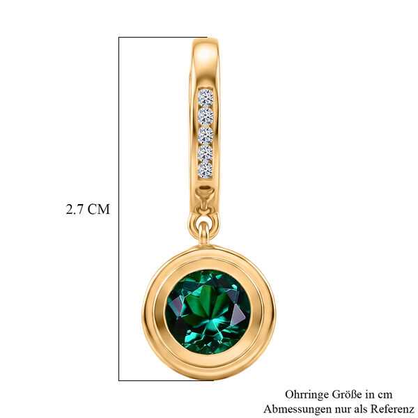 LUXURIANT DIAMOND - AAA Lab Grown Smaragd, Wei&szlig;er Zirkon Ohrringe 925 Silber 750 Gelbgold vermeil ca. 2,21 ct. image number 5