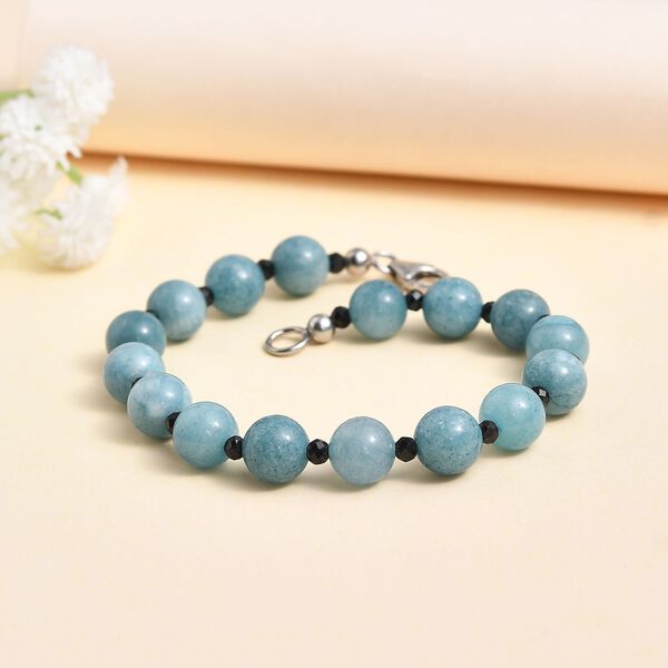Aquamarin und schwarzes Spinell-Armband, 19 cm - 64 ct. image number 2
