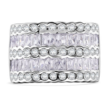 LUSTRO STELLA - Wei&szlig;er Zirkonia Ring, 925 Silber rhodiniert (Gr&ouml;&szlig;e 18.00) 5.71 ct