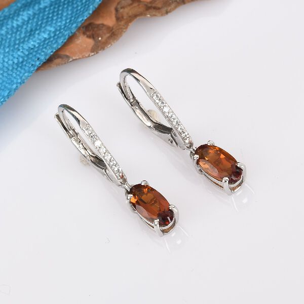 Madira Citrine und Zirkon Ohrringe 925 Silber platiniert ca. 1,15 ct image number 2