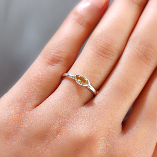 Citrin Solit&auml;r-Ring, 925 Silber  ca. 0,34 ct image number 3