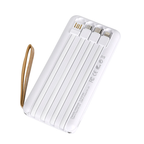 10.000mAh Solar Powerbank, multifunktional mit integrierten Kabeln und LED-Digitalanzeige, wei&szlig; image number 5